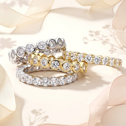 Bubble Bezel CZ Eternity Ring in Sterling Silver