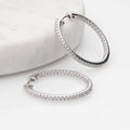 CZ Small Hoop Earrings in Sterling Silver, 1 inch
