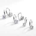 Alternate view of Solitaire CZ Leverback Earrings in Sterling Silver, Rhodium Plated / 7mm