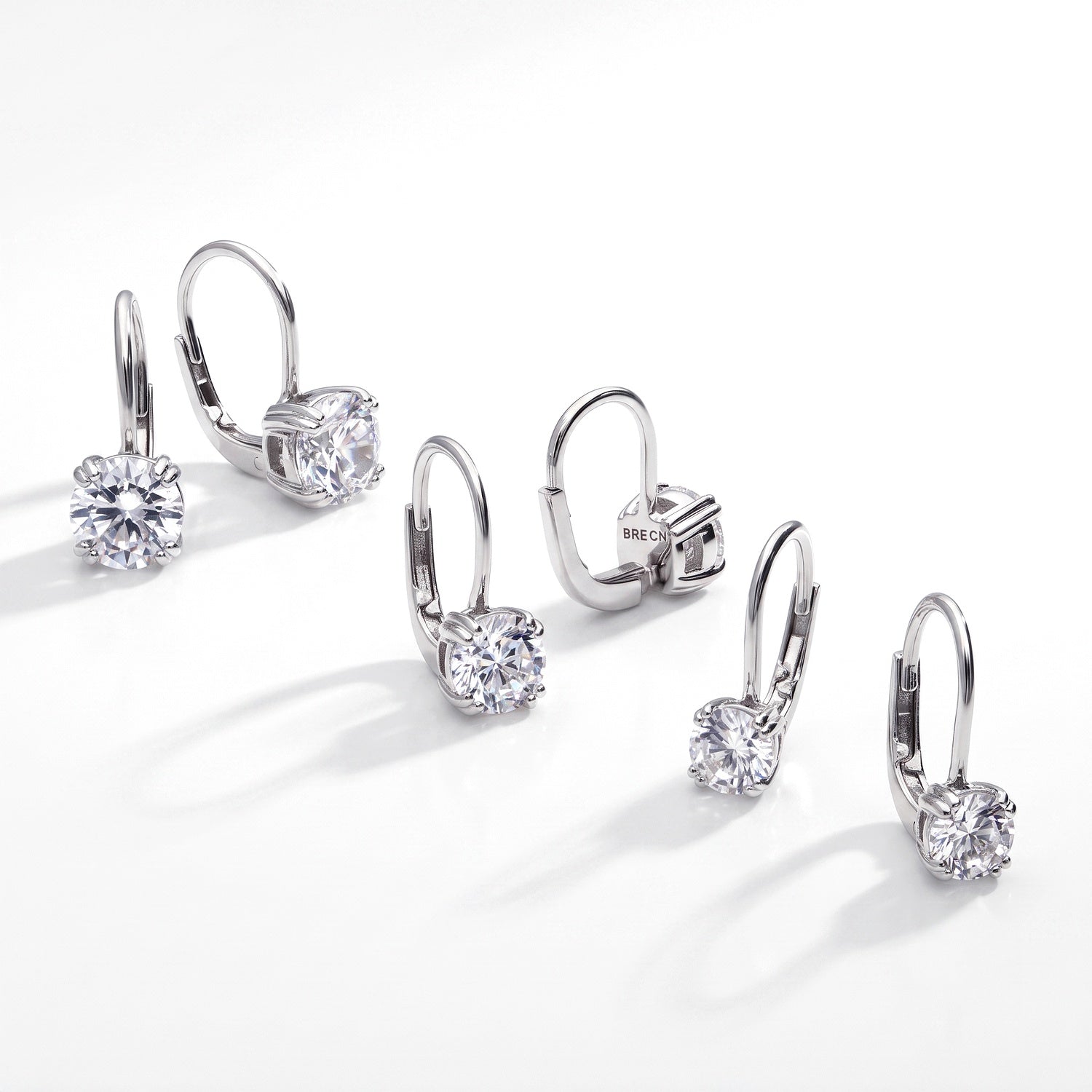 Solitaire 2.5ct CZ Leverback Earrings in Sterling Silver