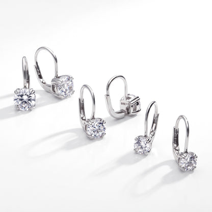 Solitaire 2.5ct CZ Leverback Earrings in Sterling Silver