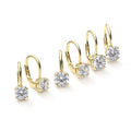 Front view of Solitaire CZ Leverback Earrings in Sterling Silver, Gold Plated / 5mm