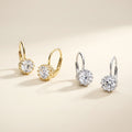 Side view of Solitaire 2ct Crown Set CZ Earrings in Sterling Silver