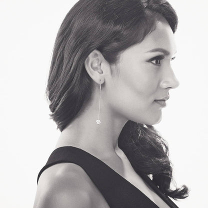 Model Wearing Threader Earrings