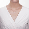 Model wearing Initial Letter CZ Necklace in Sterling Silver, B