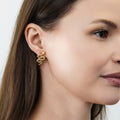 Model wearing Snake CZ Necklace and Earrings in Sterling Silver, Gold Flashed
