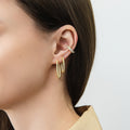 Model wearing CZ Ear Cuff Cartilage Earrings in Sterling Silver, 2 Pairs, Style 2