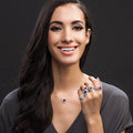 Model wearing Halo Heart Heart CZ Stud Earrings in Sterling Silver