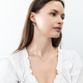 Model wearing Solitaire 1.2ct Bezel CZ Leverback Earrings in Sterling Silver, Clear
