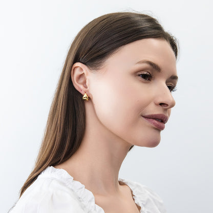 Model Wearing Dome Hoop Huggie Earrings Style E1917-02