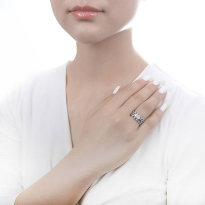 Sapphire-Blue Pave CZ Eternity Ring in Sterling Silver