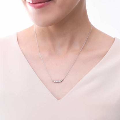 Solitaire Bubble Bar CZ Layered Necklace Set in Sterling Silver