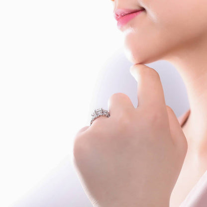 Leaf Filigree CZ Ring in Sterling Silver