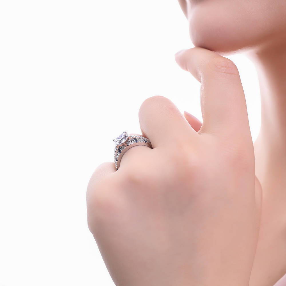 Solitaire Heart 1.7ct Heart CZ Ring in Sterling Silver