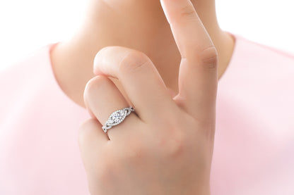 3-Stone Woven 0.45ct CZ Ring in Sterling Silver