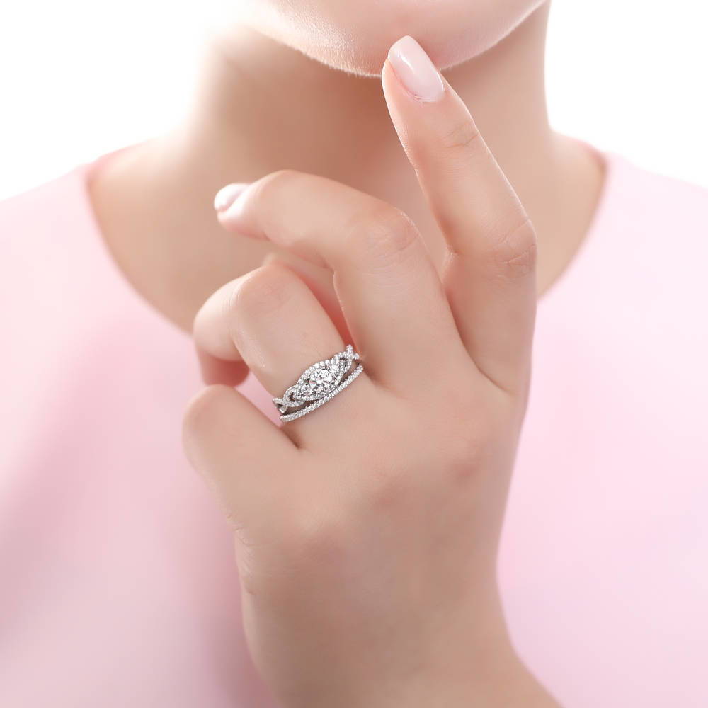 3-Stone Woven 0.45ct CZ Ring in Sterling Silver