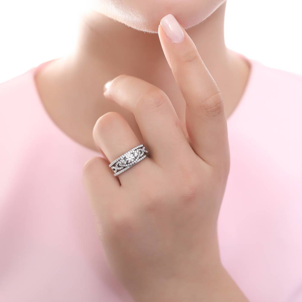 3-Stone Woven 0.45ct CZ Ring in Sterling Silver