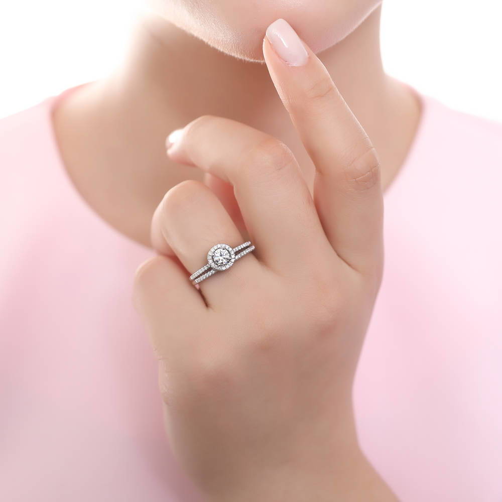 Halo CZ Ring in Sterling Silver