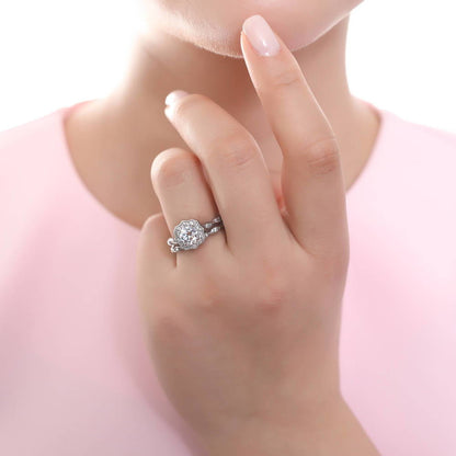 Woven Pave CZ Eternity Ring in Sterling Silver