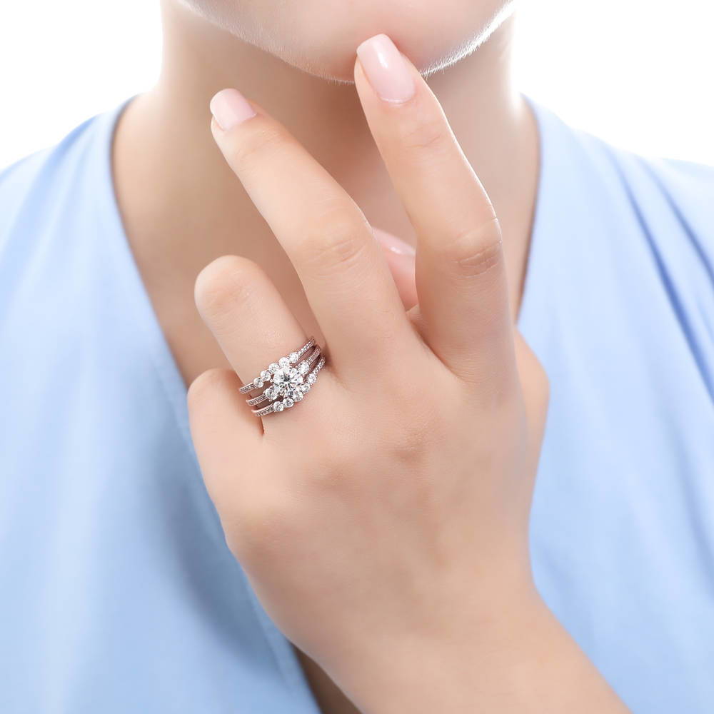 3-Stone 1.25ct CZ Ring in Rose Gold Plated Sterling Silver