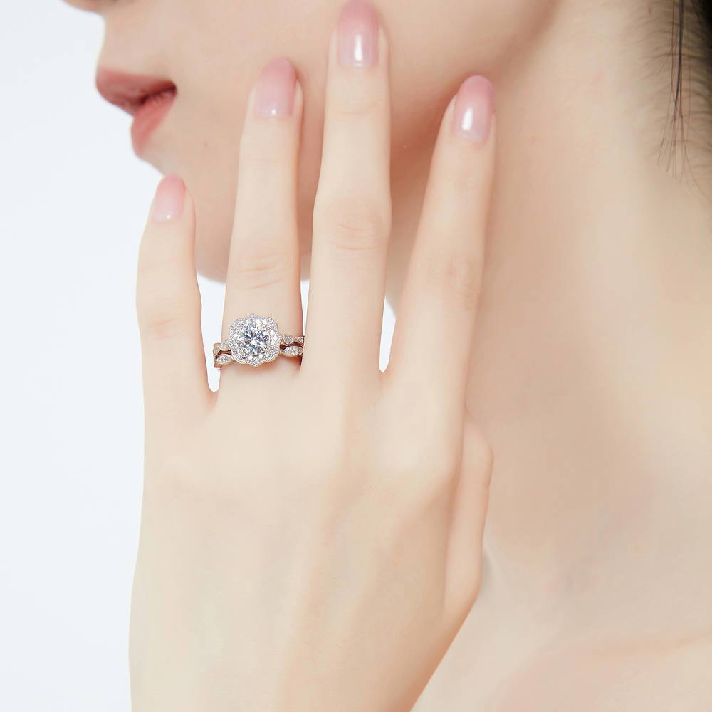 Woven Pave CZ Eternity Ring in Sterling Silver