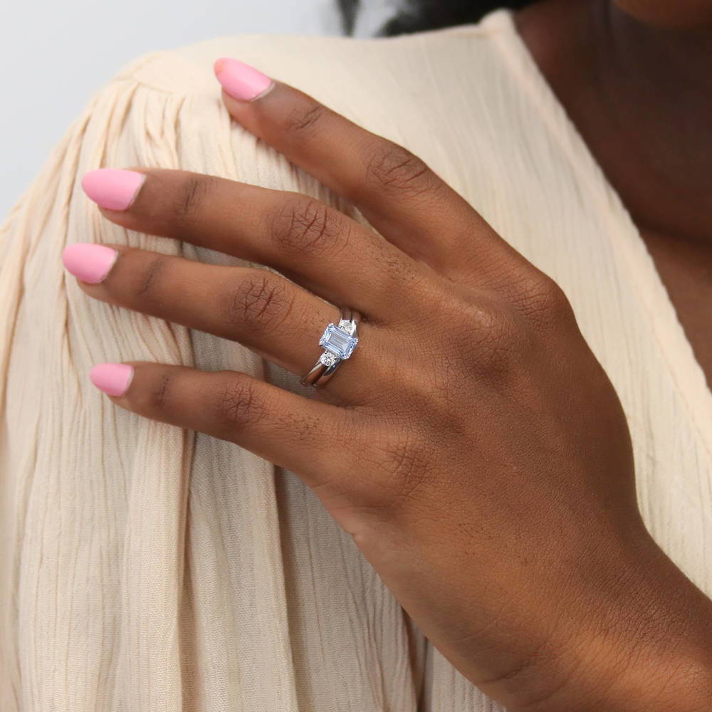 Model wearing Band in Sterling Silver, 12 of 19