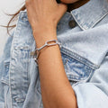 Model wearing Paperclip Link Bracelet, Silver-Tone