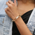 Model wearing Paperclip Link Bracelet, Gold-Tone