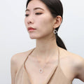 Model wearing Open Circle CZ Necklace in Sterling Silver