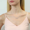 Model wearing Bubble CZ Pendant Necklace in Sterling Silver, Rhodium Plated