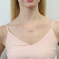 Model wearing Bubble Graduated CZ Necklace in Sterling Silver, Rhodium Plated