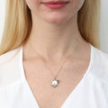 Model wearing Turtle Mother Of Pearl Necklace in Sterling Silver, Yellow Gold Flashed