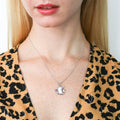 Model wearing Fish Mother Of Pearl Necklace in Sterling Silver, Yellow Gold Flashed