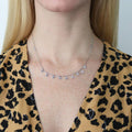 Model wearing Cluster CZ Station Necklace in Sterling Silver, Rose Gold Flashed