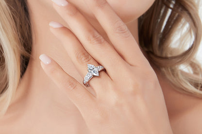 Solitaire 1.6ct Marquise CZ Ring Set in Sterling Silver