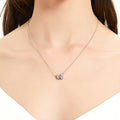 Model wearing Solitaire East-West 3.5ct Radiant CZ Necklace in Sterling Silver, Yellow Gold Flashed