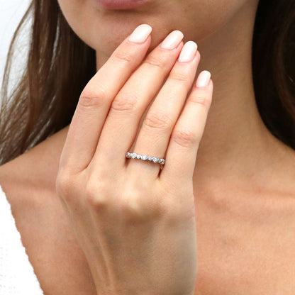 Bubble Pave CZ Eternity Ring Set in Sterling Silver