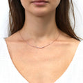 Model wearing Bar CZ Pendant Necklace in Sterling Silver, Rose Gold Flashed