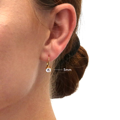 Solitaire CZ Earrings in Gold Flashed Sterling Silver, 2 Pairs