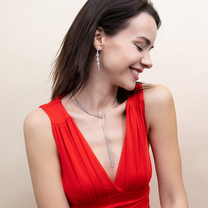 Teardrop CZ Chandelier Earrings in Sterling Silver