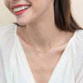 Model wearing Paperclip Link Chain Necklace in Sterling Silver 3mm, Yellow Gold Flashed