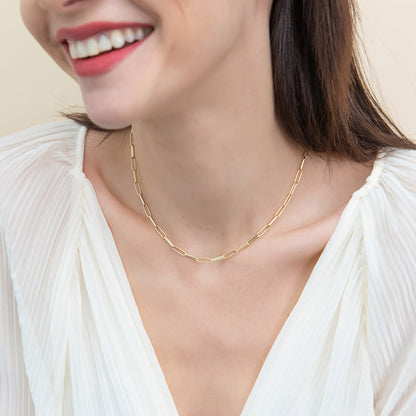 Paperclip Layered Link Chain Necklace Set in Sterling Silver 3mm
