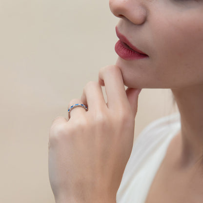 Art Deco CZ Eternity Ring in Sterling Silver