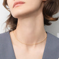 Model wearing Adjustable Slider Rolo Chain Necklace in Sterling Silver, Yellow Gold Flashed