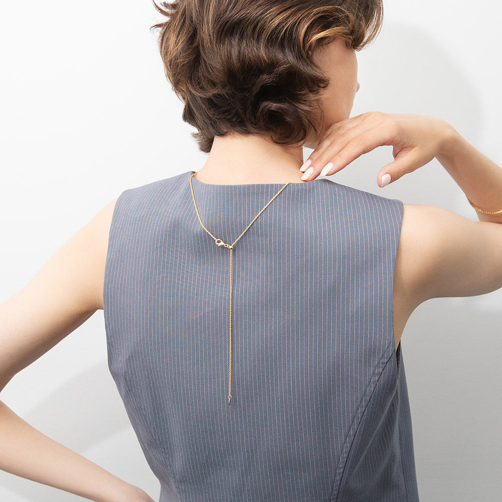 Model wearing Adjustable Slider Rolo Chain Necklace in Sterling Silver, 2-Piece, 6 of 12