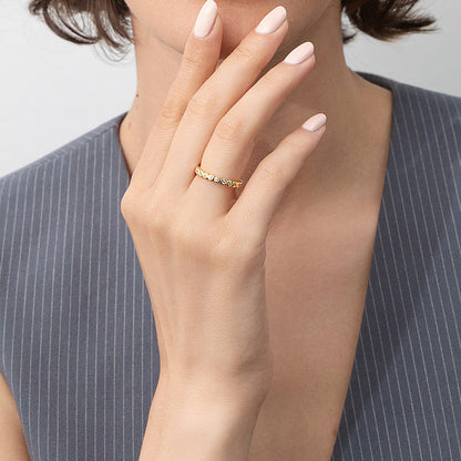 Bubble Bezel CZ Eternity Ring Set in Gold Flashed Sterling Silver