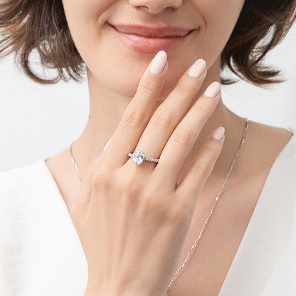 Solitaire 1.8ct Oval CZ Ring in Sterling Silver