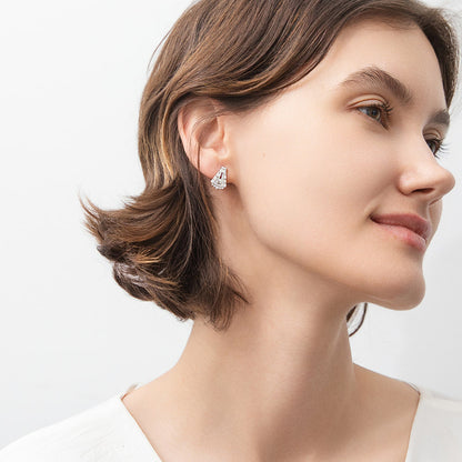 Art Deco CZ Stud Earrings in Sterling Silver