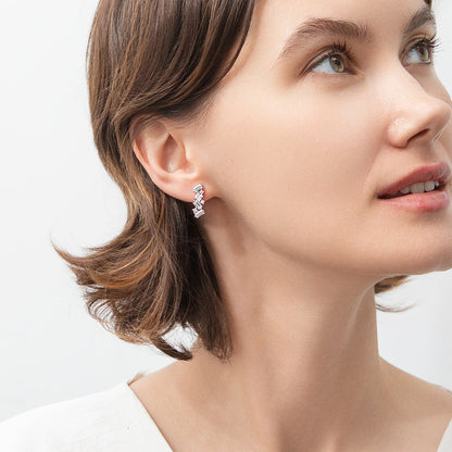 Cluster Bar CZ Stud Earrings in Sterling Silver