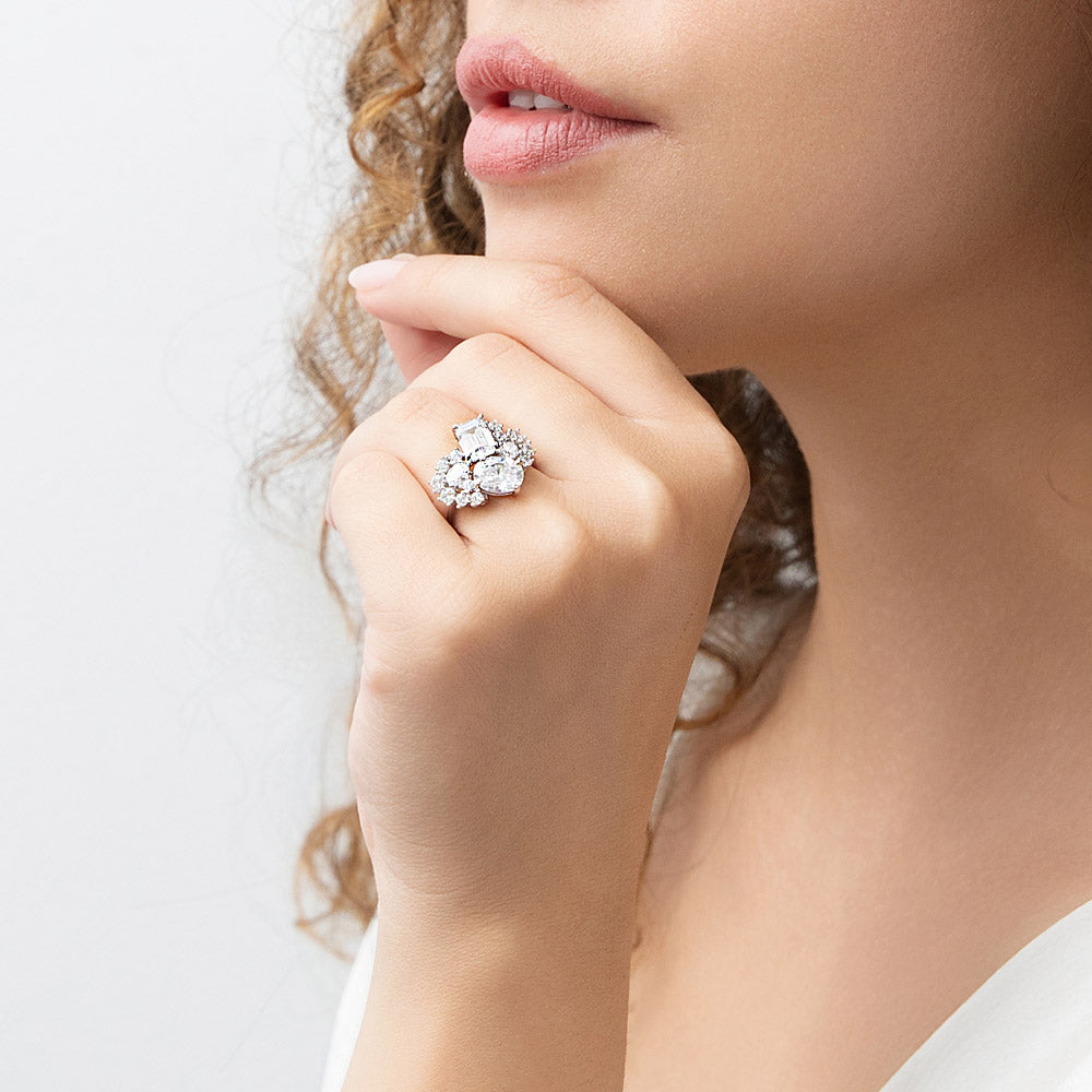 Cluster CZ Ring in Sterling Silver